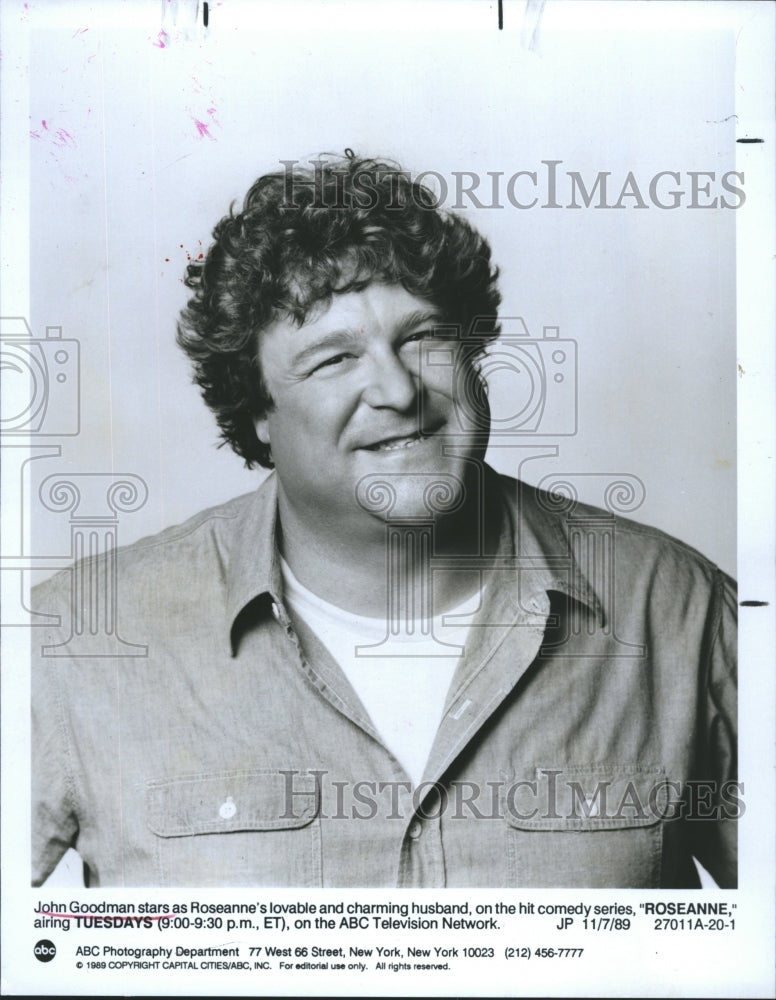 1989 Press Photo John Goodman Actor Roseanne Television Sitcom Comedy Series - Historic Images