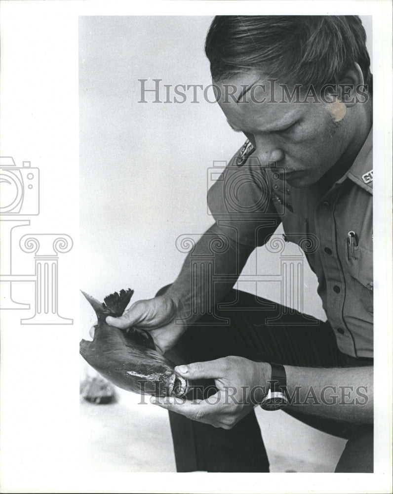 1982 Game Fresh Water Fish Commission Officer Steve Whitaker Piranha - Historic Images