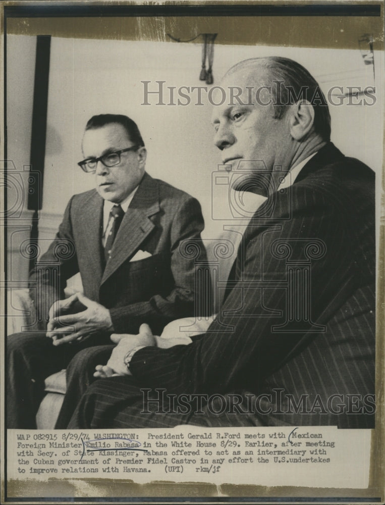 1974 President Gerald Ford Mexican Foreign Minister Emilio Rabasa - Historic Images