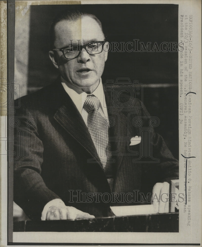 Press Photo Mexican Foreign Minister Emilio Rabasa Speech UN United Nations - Historic Images