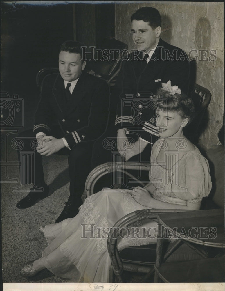 1944 Lieutenant David Goddard RG Tatterson US Maritime Service Wife - Historic Images