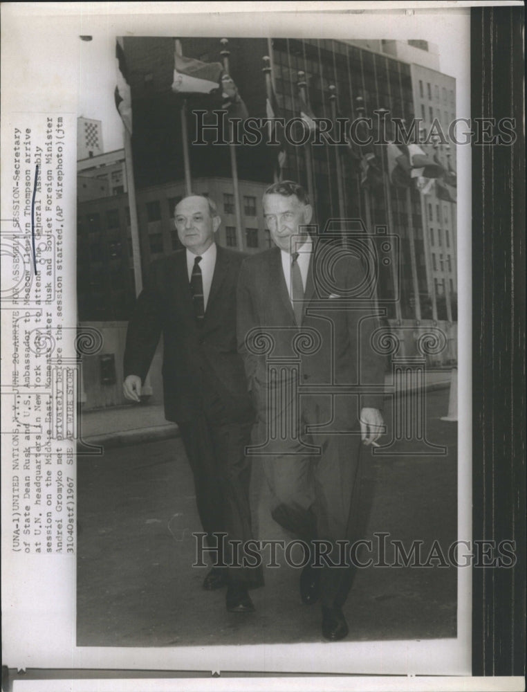 1967 Sec. Of State Dean Rusk &amp; US Amb. To Moscow Llewlyn Thompson - Historic Images