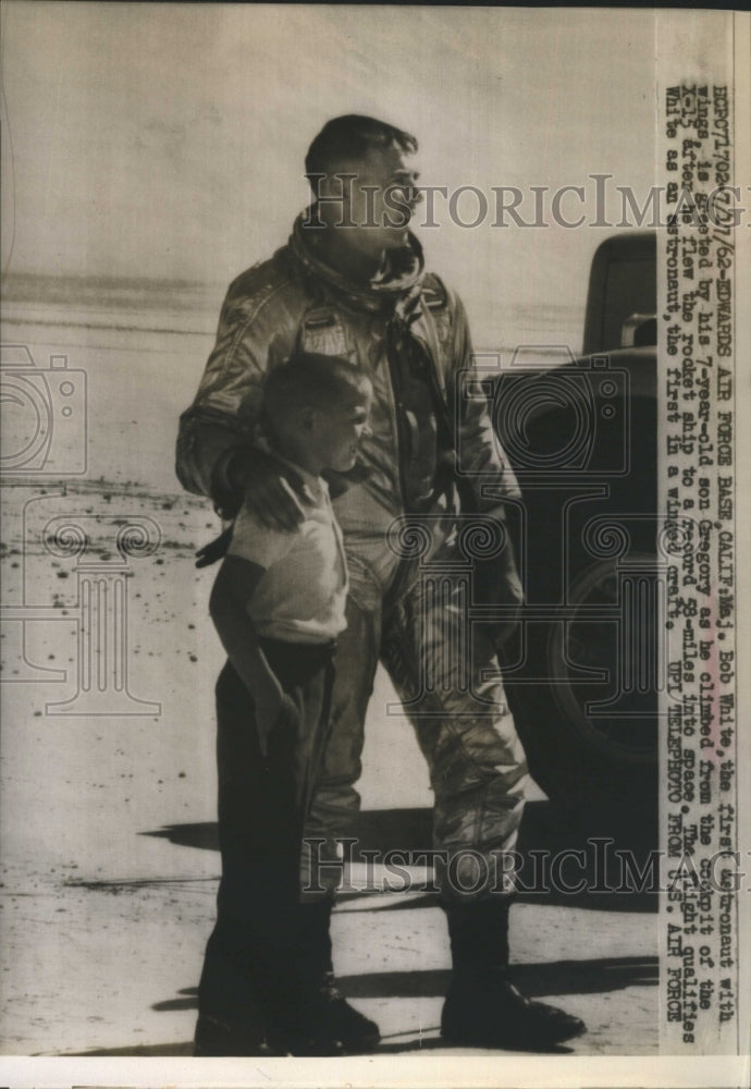 1962 Maj Bob White ,astronaut of X15 rocket and his son Gregory - Historic Images