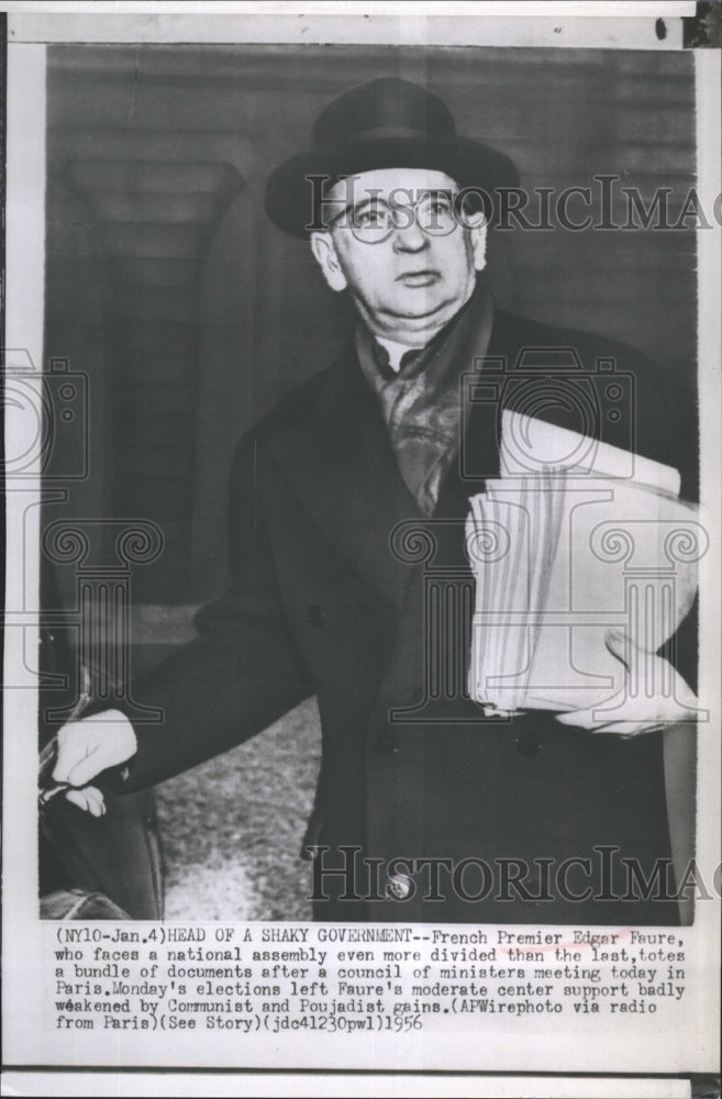 1956 French Premier Edgar Faure faces national assembly - Historic Images