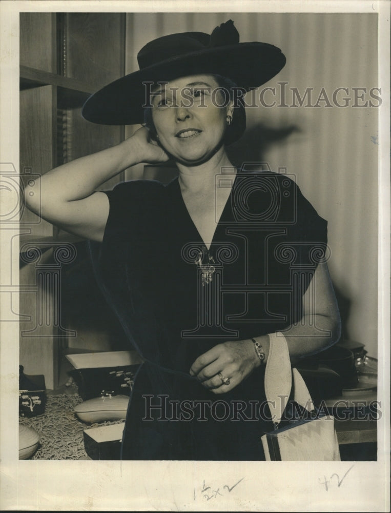 1951 Mrs. A. Burdett White in black dress - Historic Images