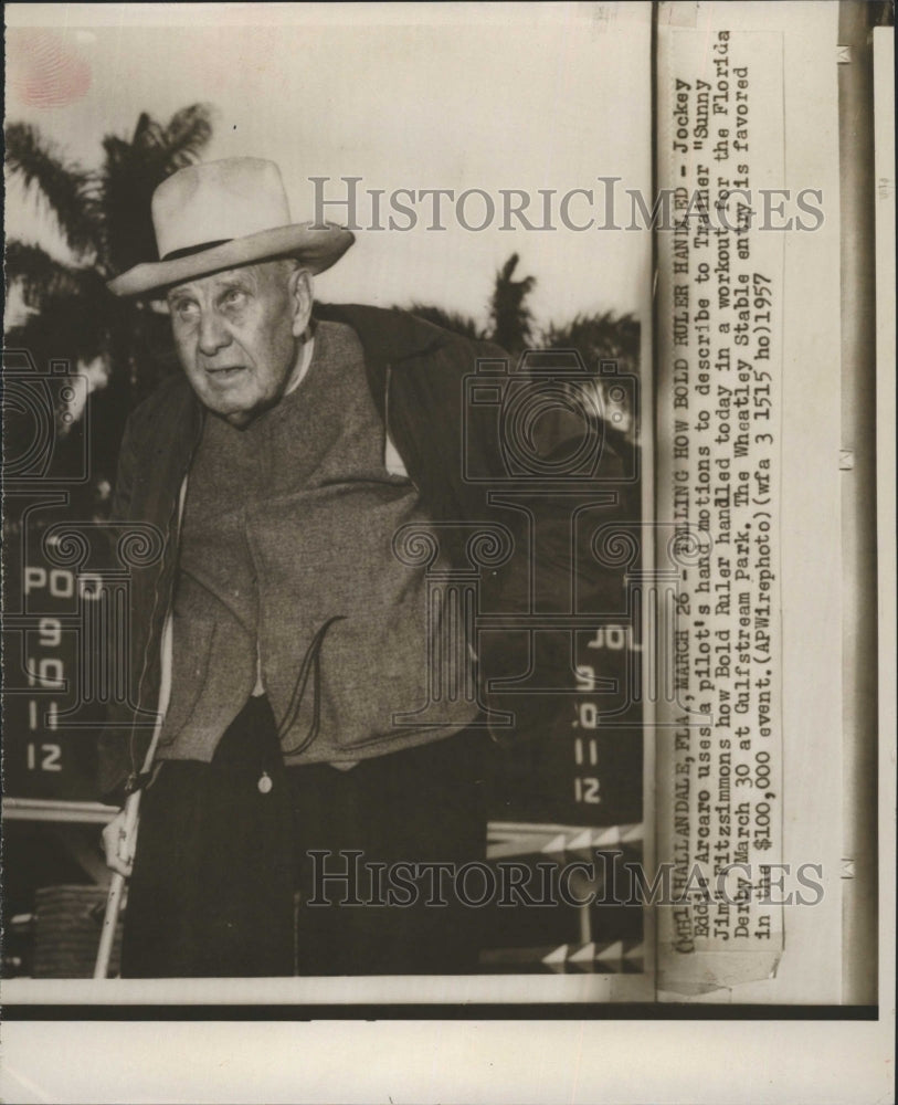 1957 Sunny Jim Fitzsimmons Prepares His Horse For Florida Derby - Historic Images