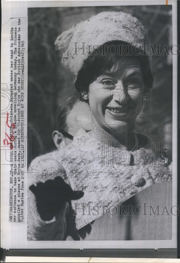 1965 Princess Margaret during plaque unveiling ceremony - Historic Images