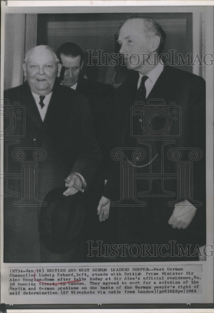1964 West German Chancellor Ludwig Erhard Alec Douglas - Historic Images