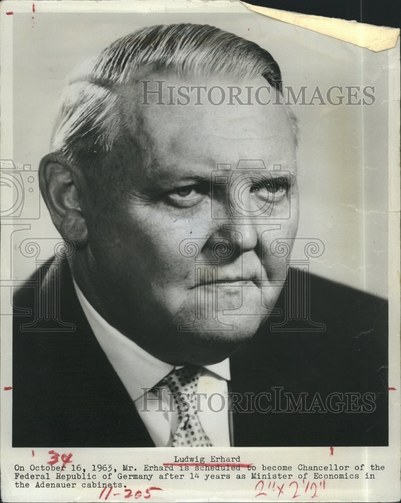 1964 Ludwig Erhard Chancellor of the Republic Germany - Historic Images