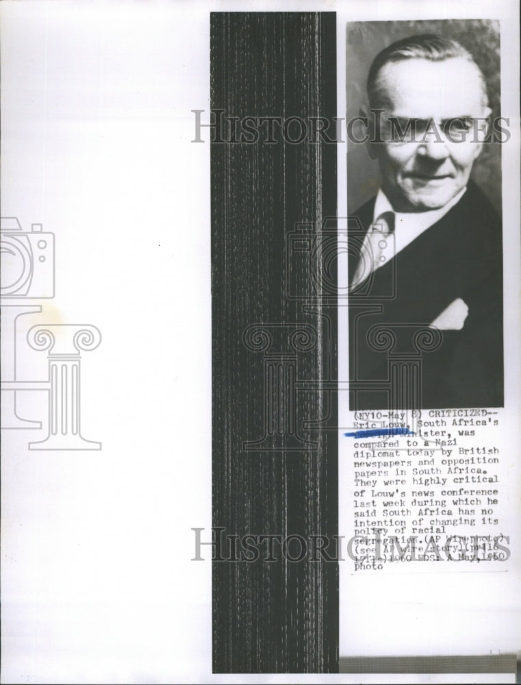 1960 South Africa's Foreign Minister, Eric Louw, Compared To Nazi - Historic Images