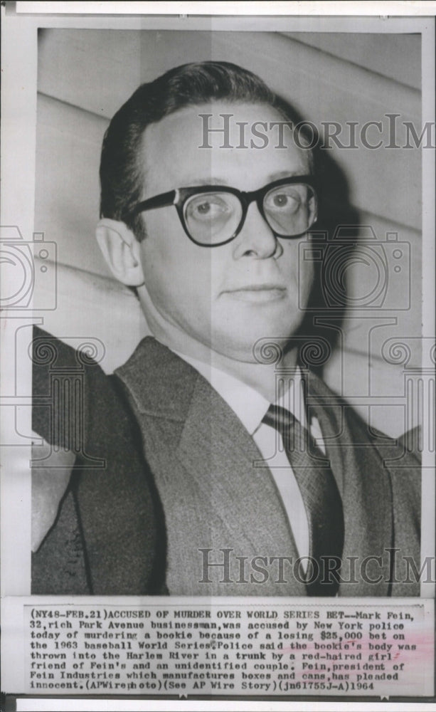 1964 Mark Fein Businessman accused murderer of bookie - Historic Images