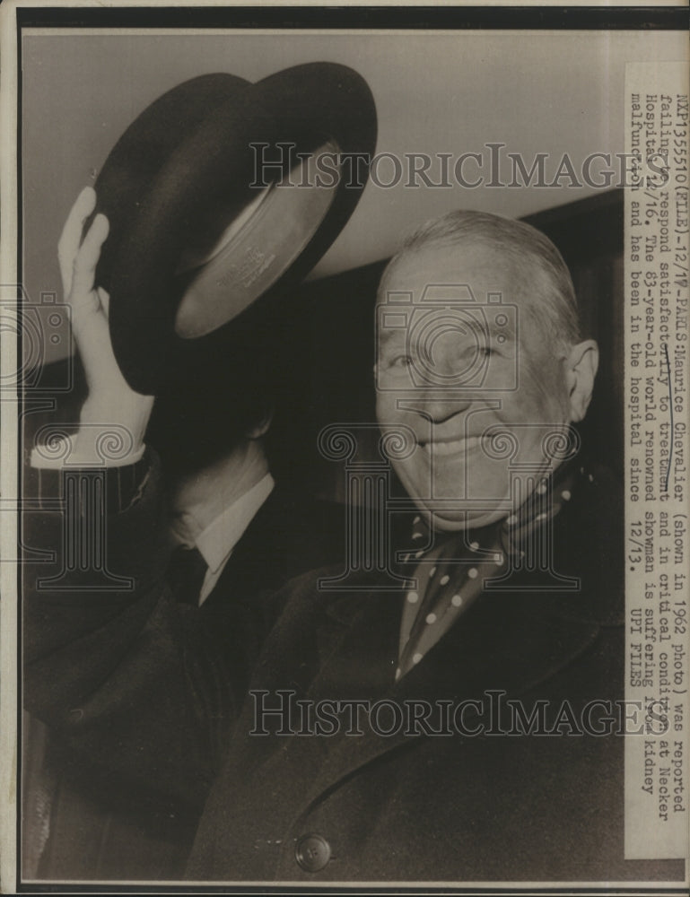 1962 Maurice Chevalier showman kidney malfunction - Historic Images