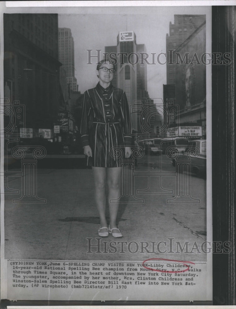 1970 Libby Childress National Spelling Bee Champion Times Square - Historic Images