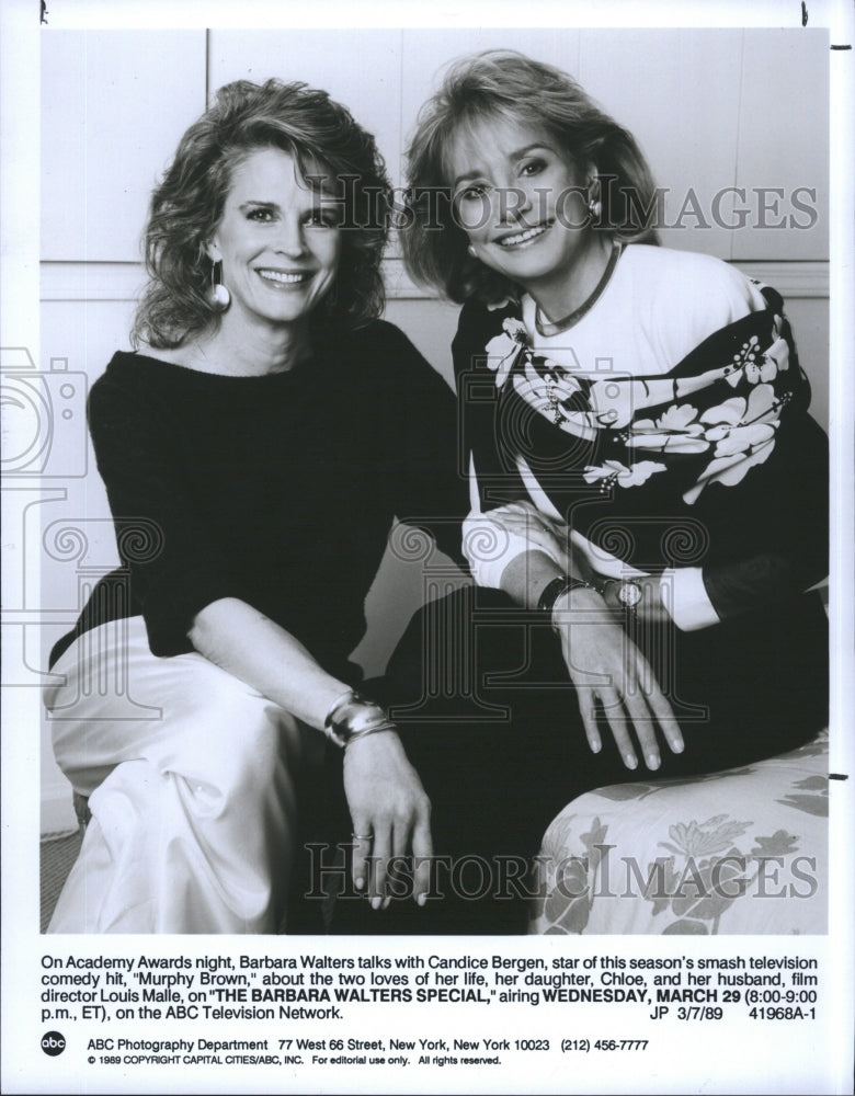 1989 Press Photo Barbara Walters & Candice Bergen - Historic Images