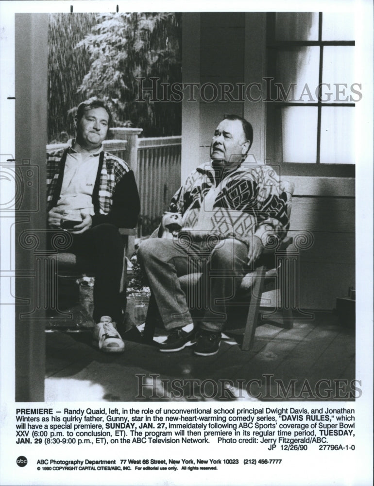 1990 Randy Quaid Jonathan Winters Actors Davis Rules - Historic Images