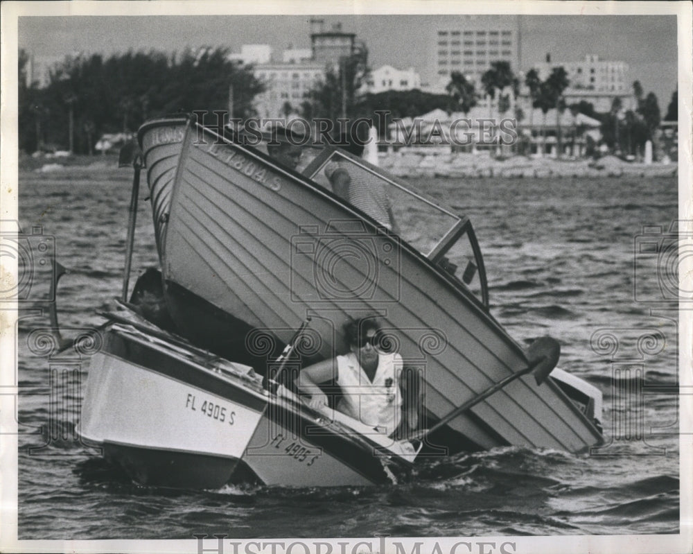 1961 Mr &amp; Mrs Guy Sutton in a boat accident - Historic Images