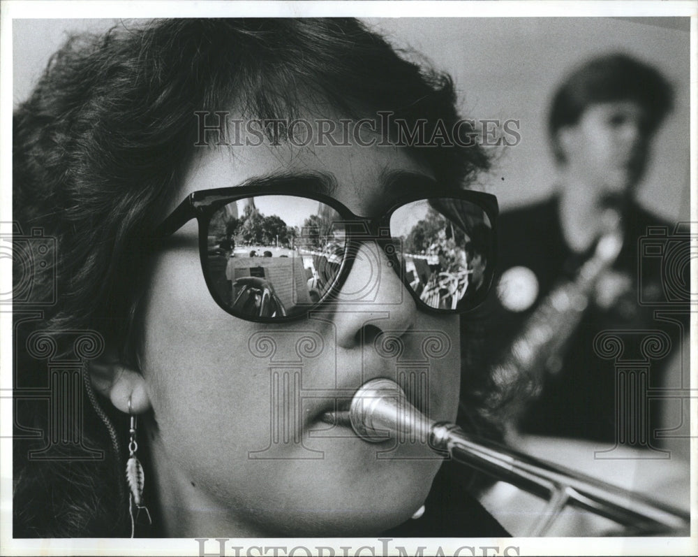 1985 Pam Abernathy Sprayberry High School practice French Horn - Historic Images