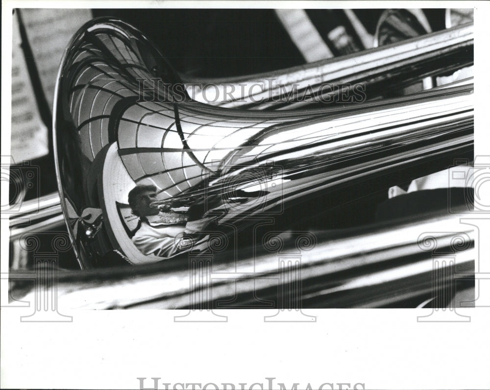 1985 Northside Christian School high polishing Trombones. - Historic Images