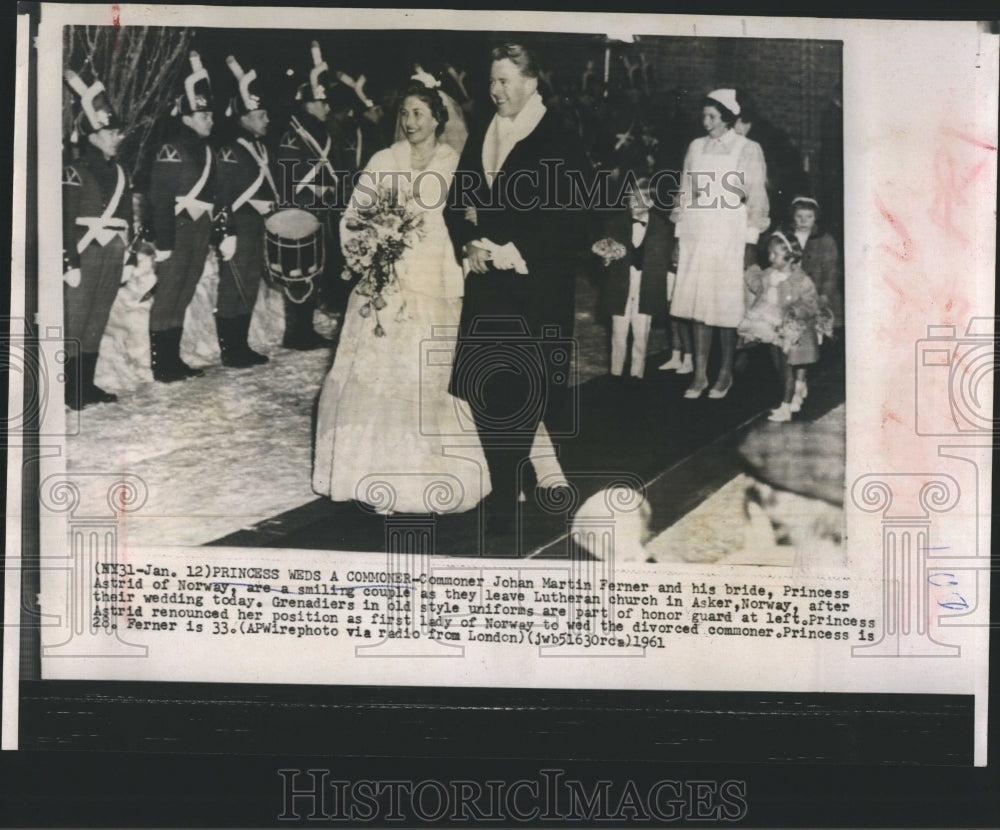 1961 Commoner Johan Martin Ferner &amp; Bride Princess Astrid Of Norway - Historic Images