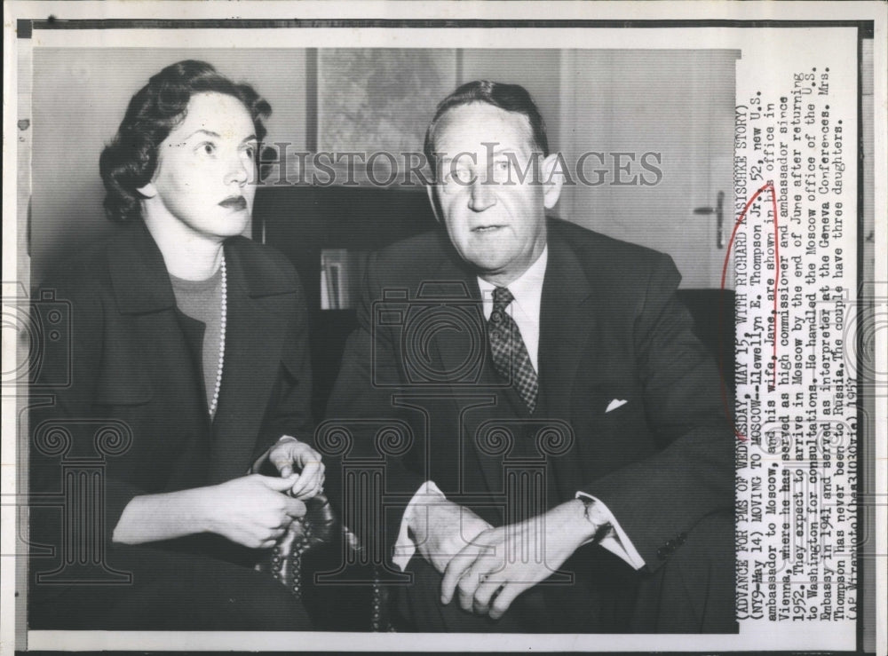 1957 Llewellyn E. Thompson Jr. and his wife Jane, moving to Moscow - Historic Images