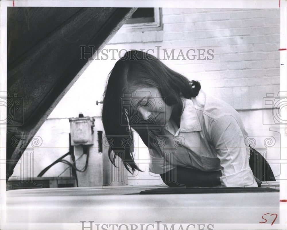 1963 Woman Car Mechanic Theodora Thordardottir - Historic Images