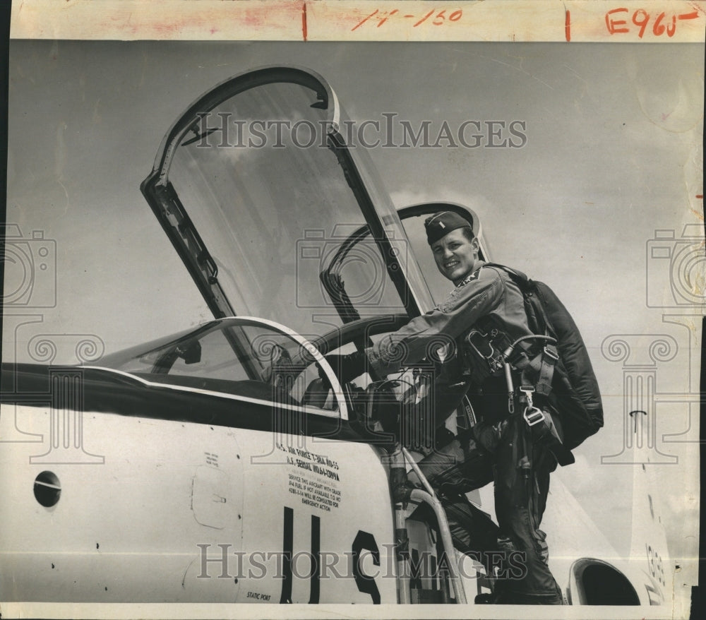 1970 Captain White Pilot Climbing Aboard Training Craft - Historic Images