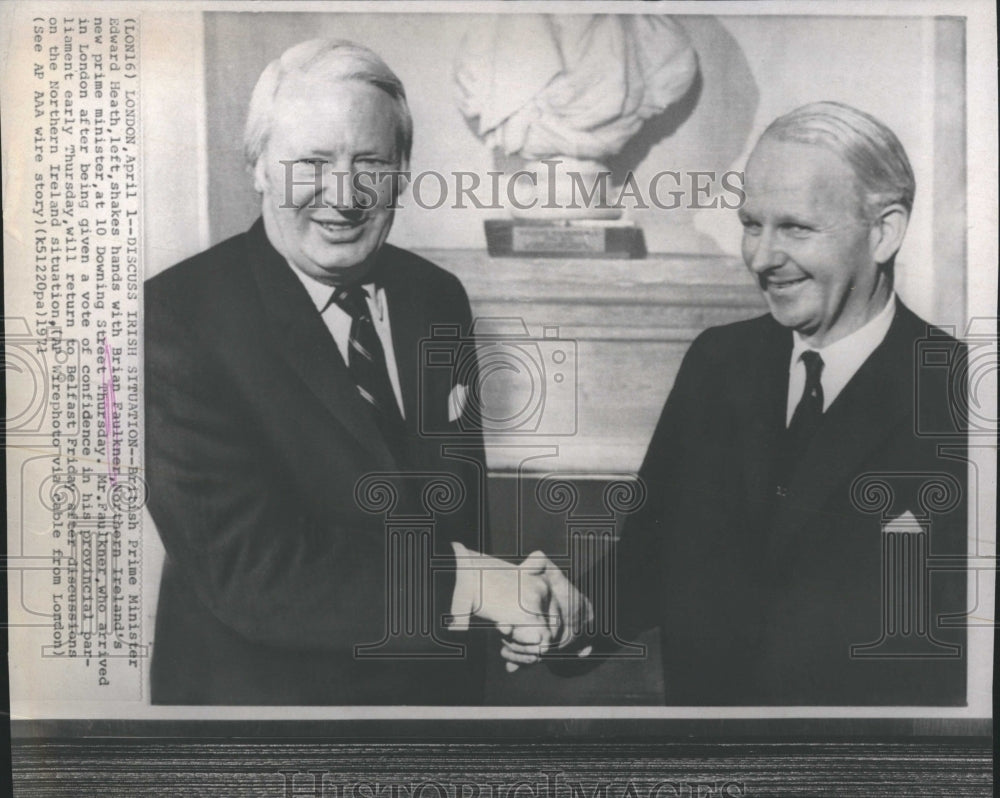 1971 British Prime Minister Edward Heath &amp; Brian Faulkner - Historic Images