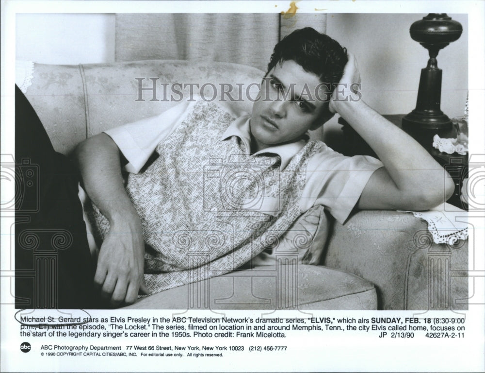 1990 Press Photo Michael St Gerard in "Elvis" - Historic Images
