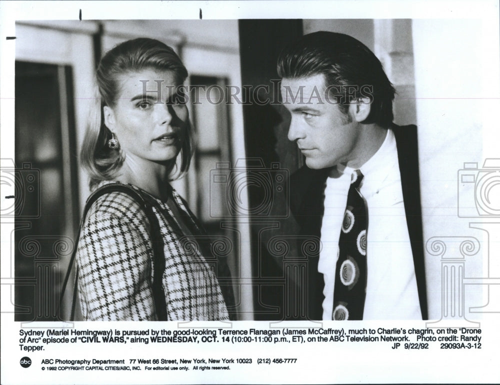 1992 Actress Mariel Hemingway Actor James McCaffrey "Civil Wars" TV - Historic Images