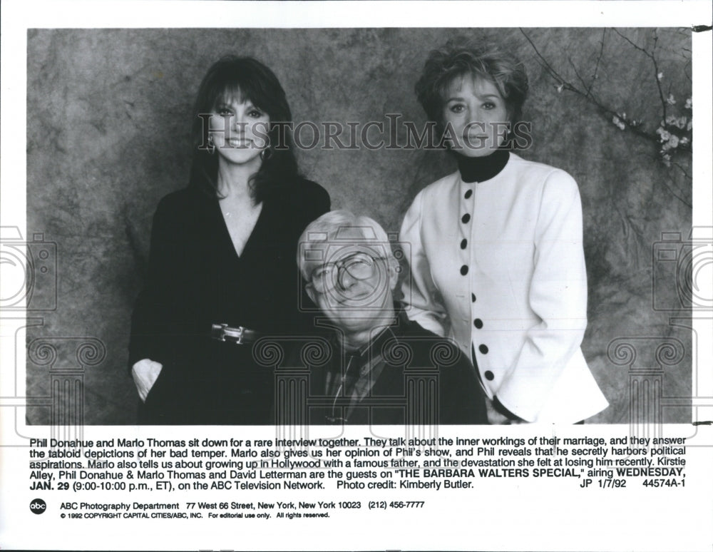 1992 Phil Donahue, Marlo Thomas &amp; Barbara Walters - Historic Images