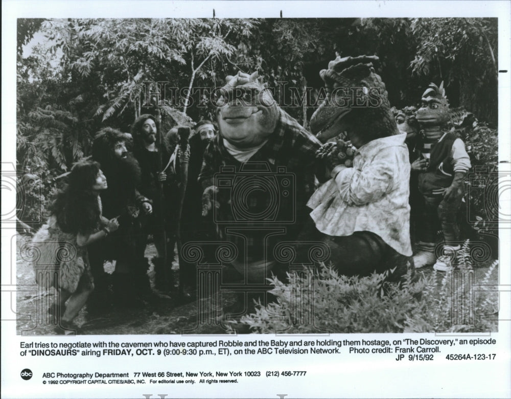 1992 Earl Baby and Robbie from the hit show the Dinosaurs - Historic Images