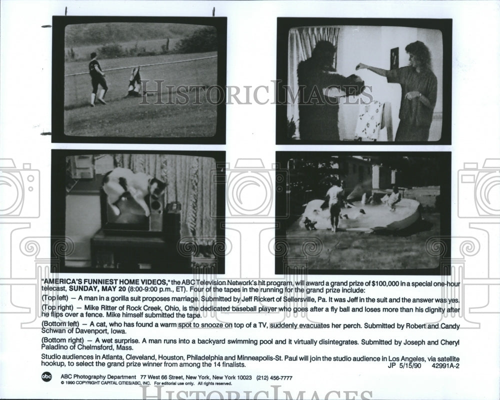 1990 Press Photo America Funniest Home Videos. - Historic Images
