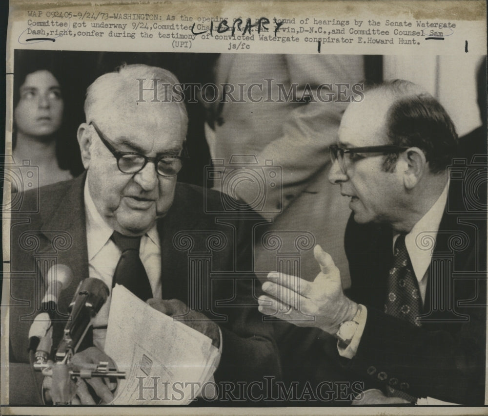 1973 Senate Watergate Committee Sen. Sam Ervin, Counsel Sam Dash - Historic Images