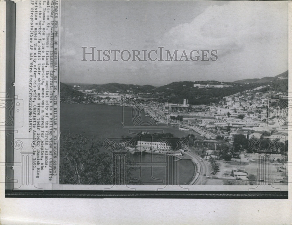 1970 Hilltop View of Charlotte Amalie on St. Thomas Island Virgin - Historic Images