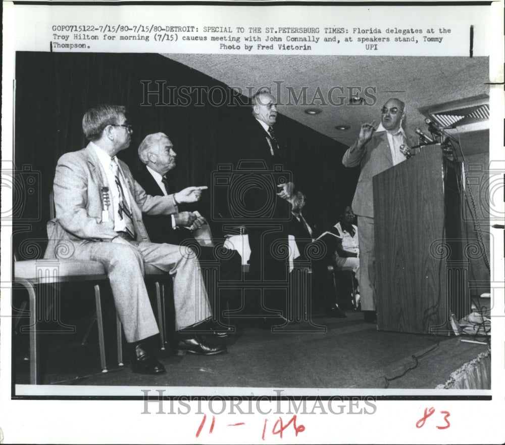 1980 Troy Hilton in a meeting w/ John Connally & Tommy Thompson - Historic Images