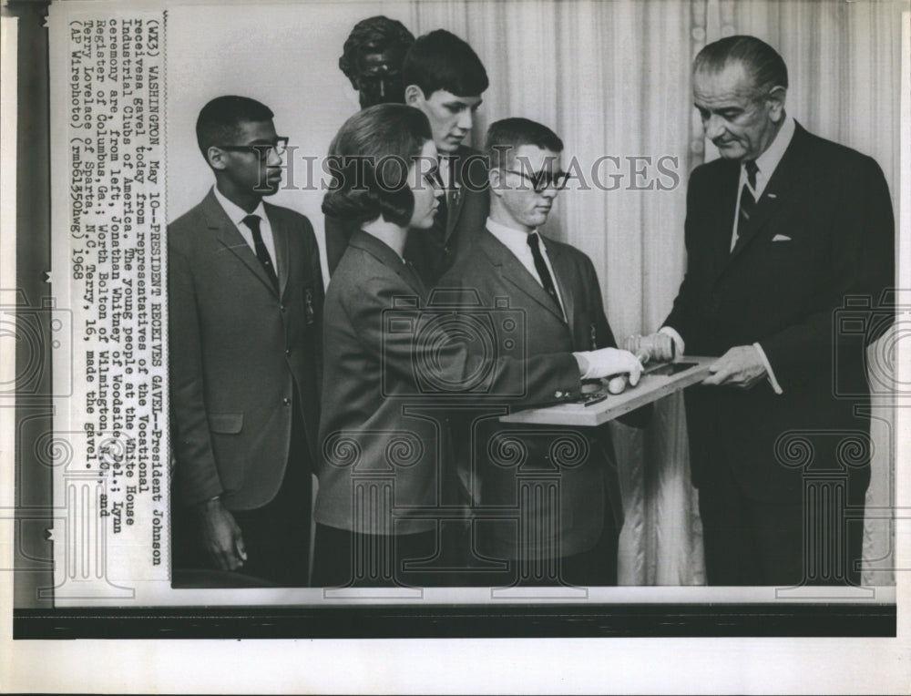 1968 President Johnson Vocational Industrial Clubs Jonathan Whitney - Historic Images