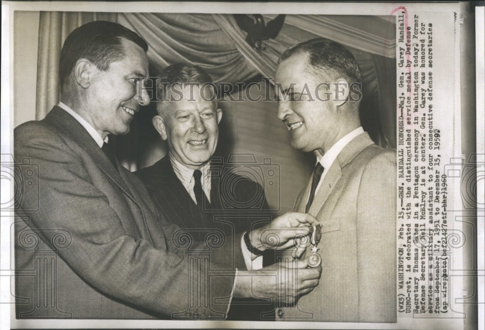 1959 Major General Carey Randall WSMC Thomas Gates Neil McElroy service award for servic - Historic Images