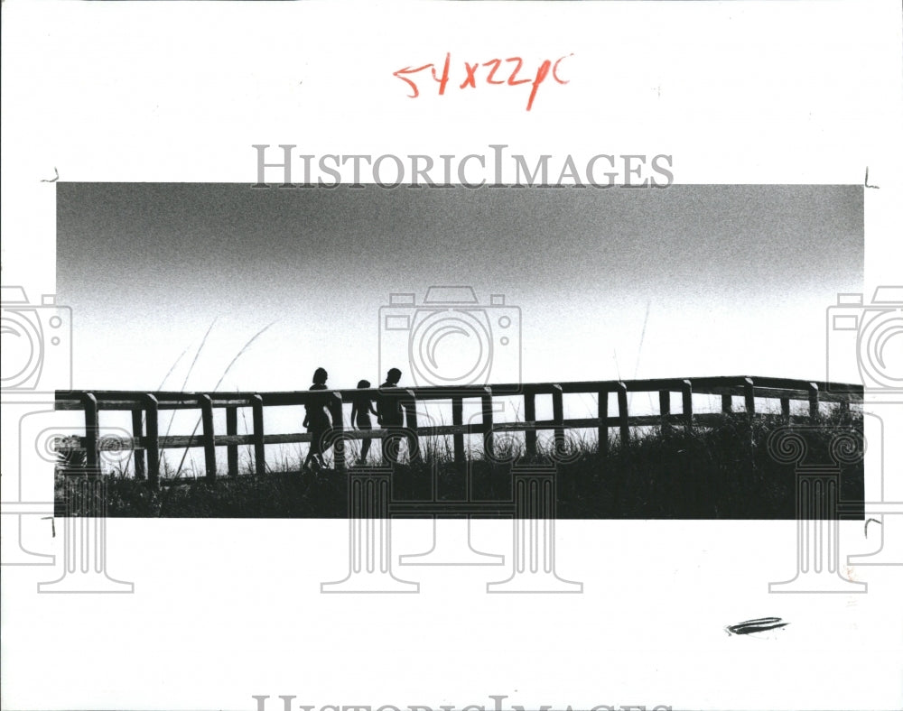1993 Boardwalk at St Petersburg Beach MN family walking on - Historic Images