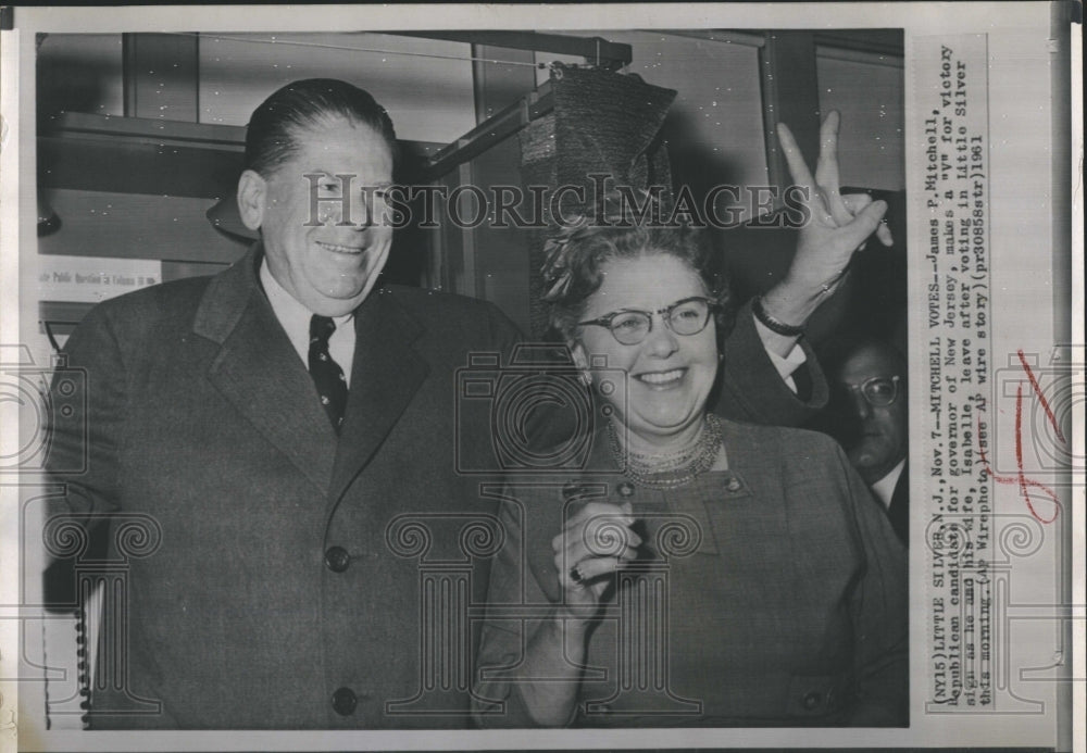 1961 Politician James Mitchell Voting Wife Isabelle - Historic Images