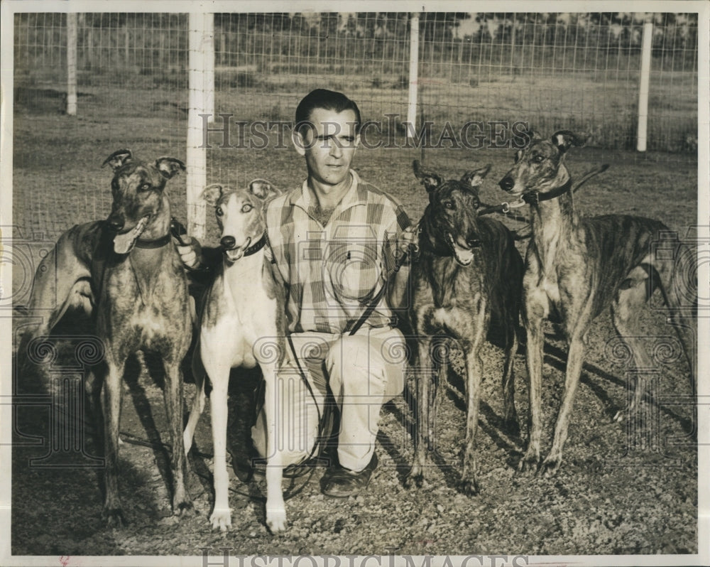 1960 Orville Moses With Greyhound Dogs - Historic Images