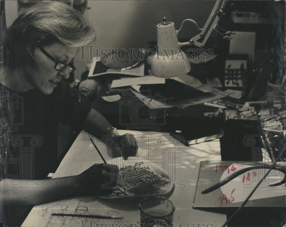 1973 Margaret Rigg Works on Caligraphy St. Petersburg Contemporary - Historic Images