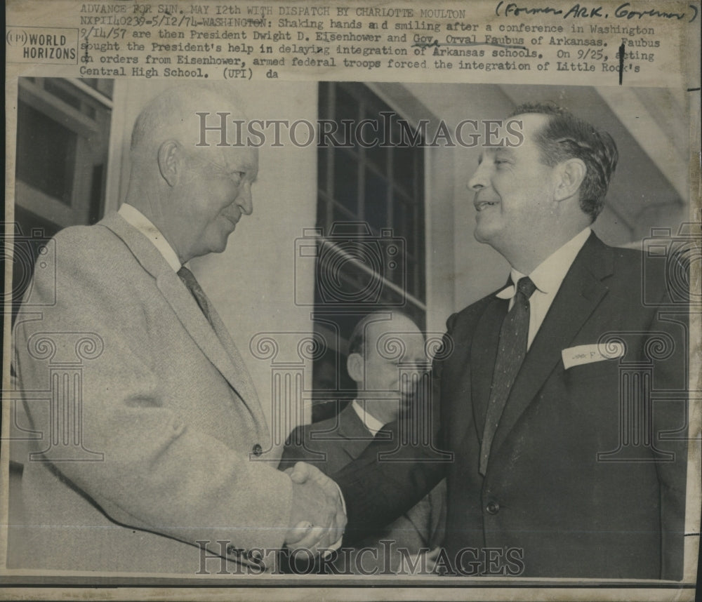 1974 Gov. Orval Faubus' & President Dwight D.Eisenhower - Historic Images