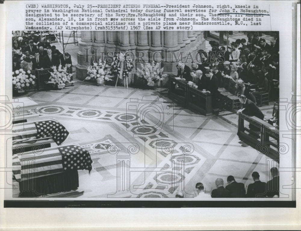 1967 President Johnson at John T. McNaughton's funeral. - Historic Images