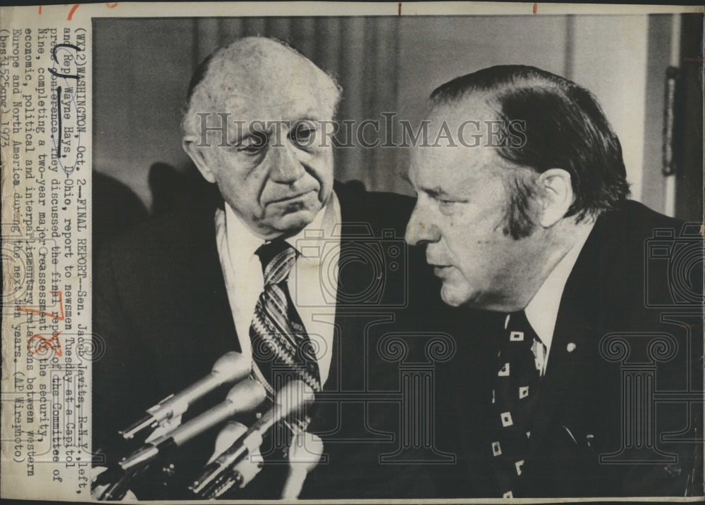 1973 Sen Jacob Javits Rep Wayne Hays Newsmen Capitol Press Conferenc - Historic Images