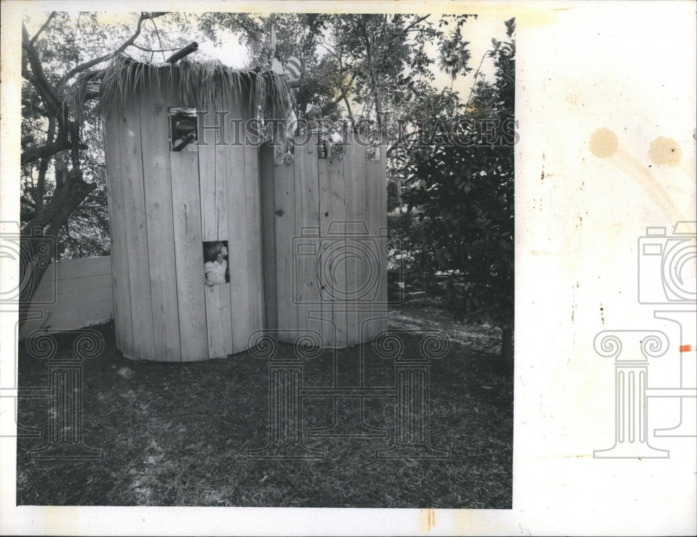 1974 Bill Griffin, Backyard Fort, Cable Spools - Historic Images