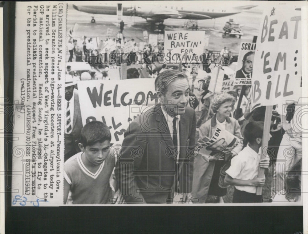 1964 Press Photo Penn. Gov. William W. Scranton Seeks Presidential Nomination - Historic Images