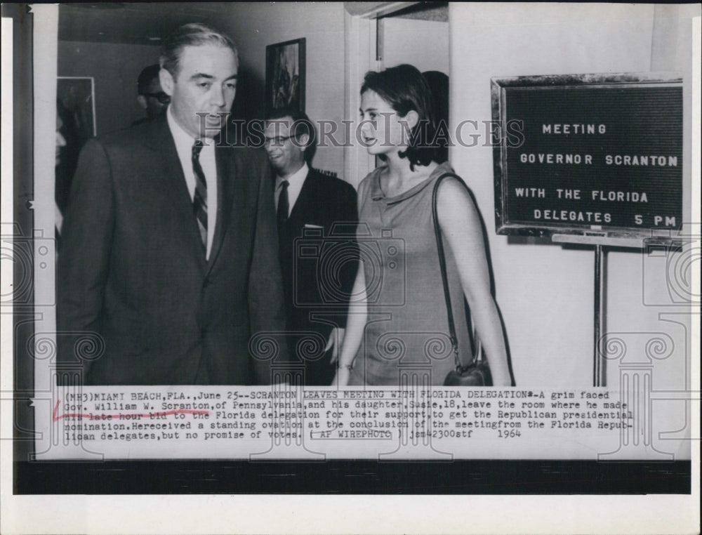 1964 Press Photo Penn. Gov. William Scranton Seek FL Delegation Pres. Nomination - Historic Images