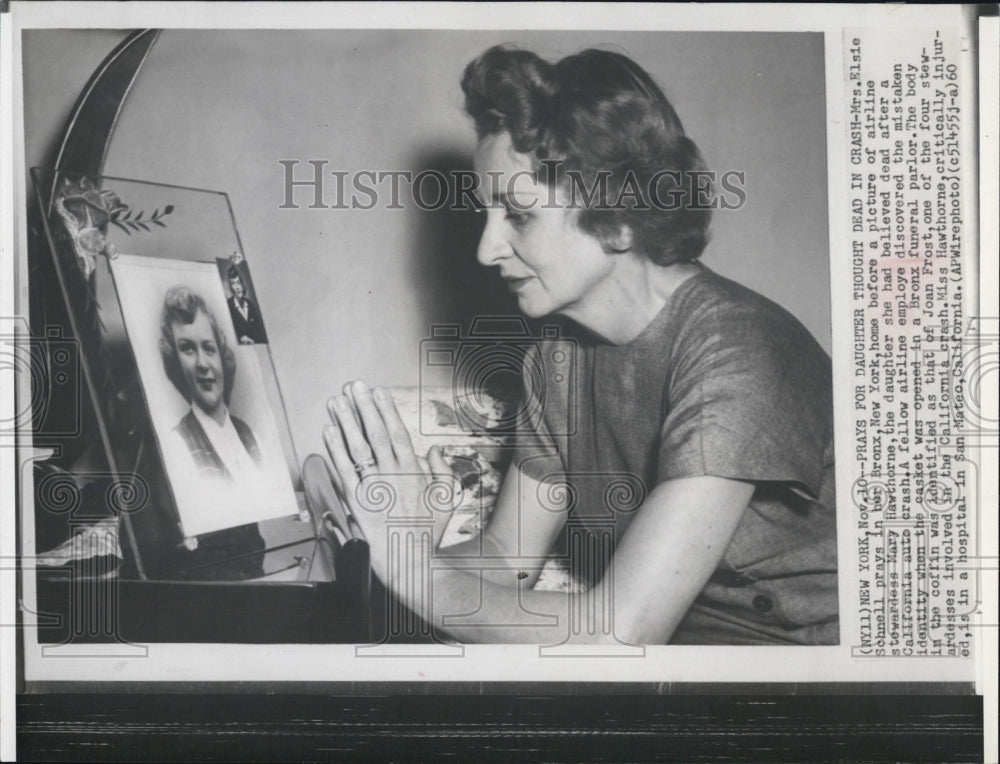 1960 Mrs Elsie Schnell, thought her daughter died in an accident - Historic Images