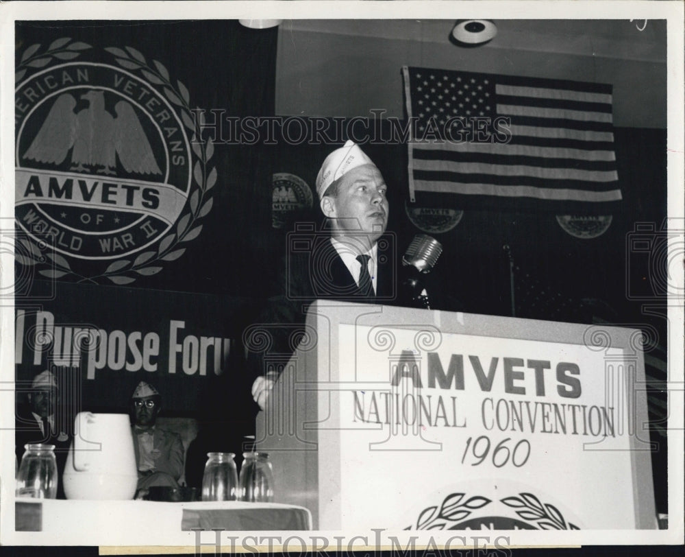 1960 Rufus H.Wilson,manager of veteran admin addresses the AMVET.-Historic Images