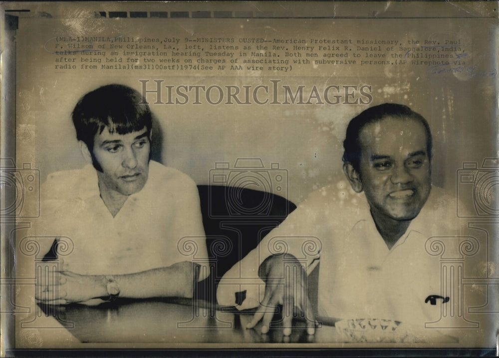 1974 Press Photo American Protestant missionary Rev. Paul F. Wilson in Manila - Historic Images